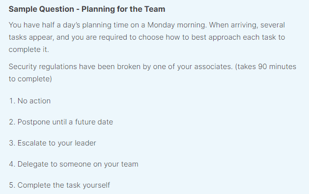 planing for the team sample question