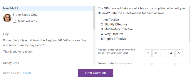 work simulation sample question